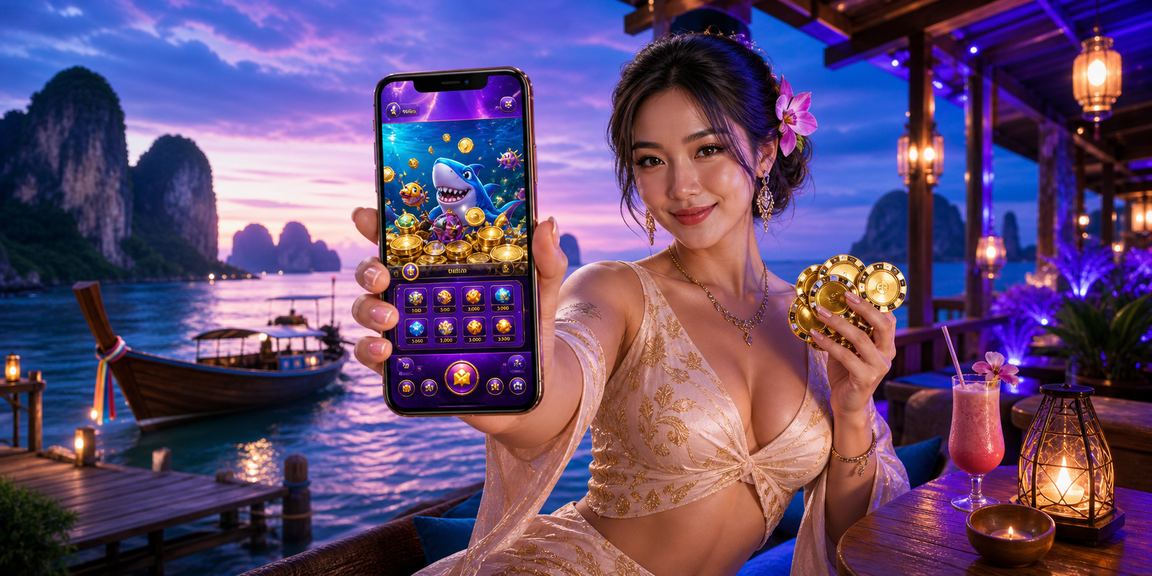 ฉากเกมยิงปลา TB688 โทนนีออนพร้อมปลาบอสกลางจอ